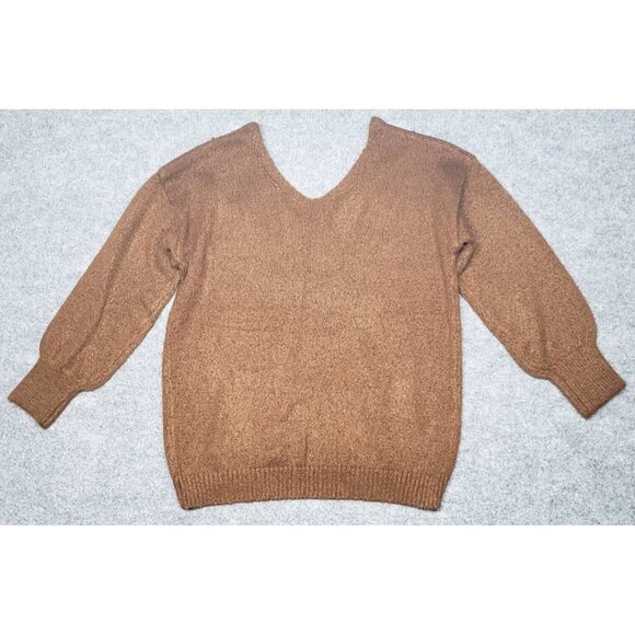 Rue21 Sweater Womens S Brown Long Sleeve Solid Minimalist V-Neck Pullover New - Picture 2 of 12